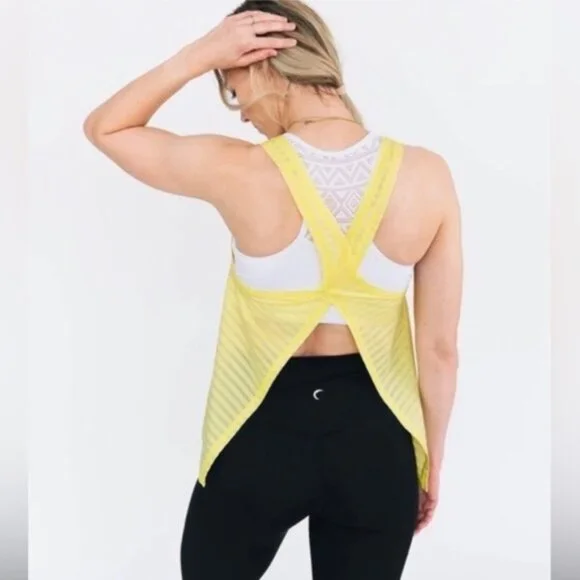 Zyia Nimbus Lemon Yellow Split Back Tank Top - Picture 2 of 10
